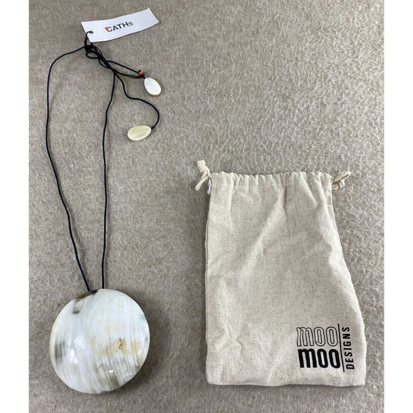 MooMoo Designs Pendant Horn Flat Ball Necklace CATHs Minimalistic Designer Rare - Picture 8 of 8